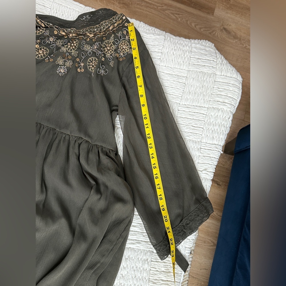 Long column high neck beaded and sequin chiffon Global Inspired Dress - Picture 11 of 11